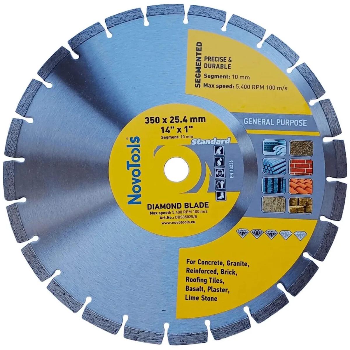 Диск алмазний сегментний NovoTools Standard 350 мм 10х25,4 мм (435121)