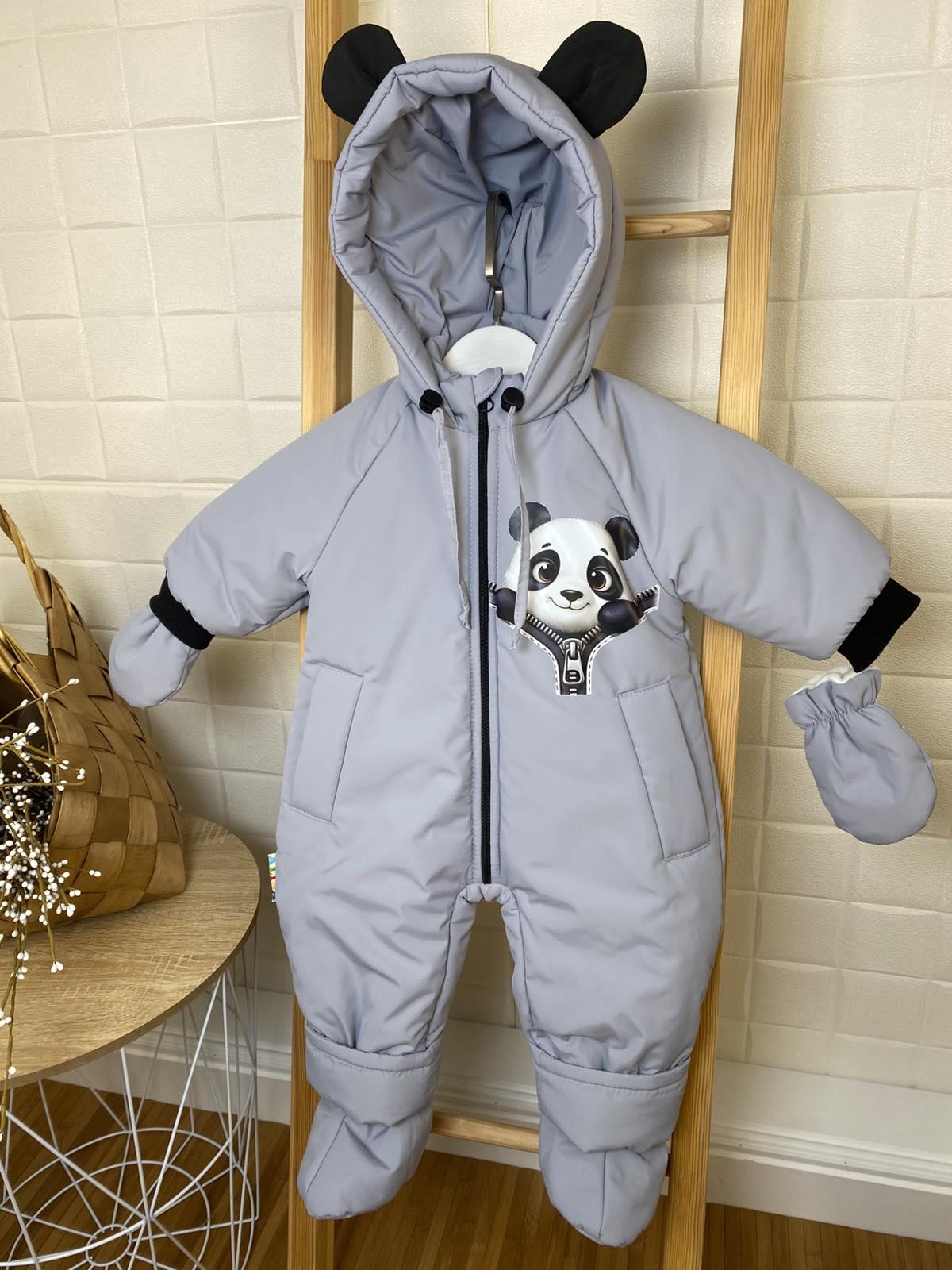 Комбинезон для новорожденных демисезонный Панда 68 см Серый (4282)
