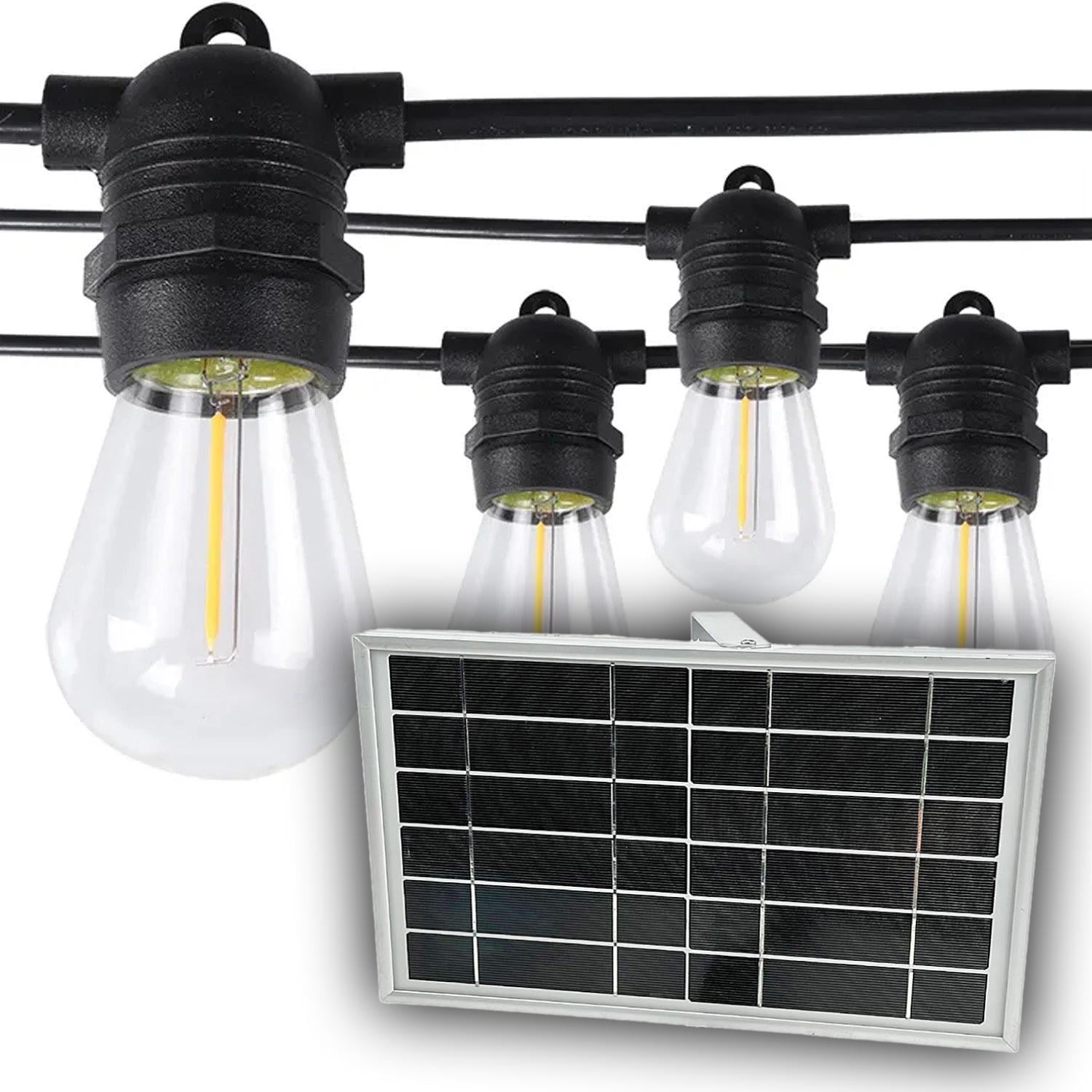 Уличная ретро гирлянда на солнечных панелях Solar-String Light Е27 IP65 влагозащищенная 15 м 15 ламп и 2 запасные