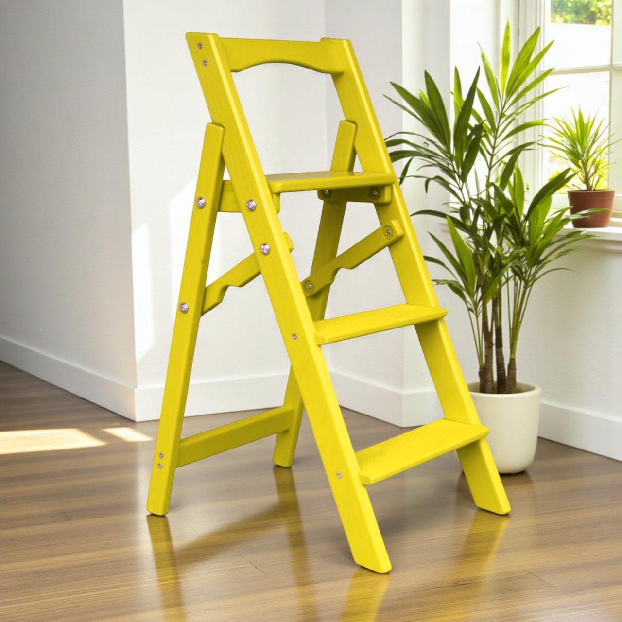 Стремянка-лестница деревянная Студія Дерева Вільха ТС бытовая 3 ступеньки Желтый (31002909)