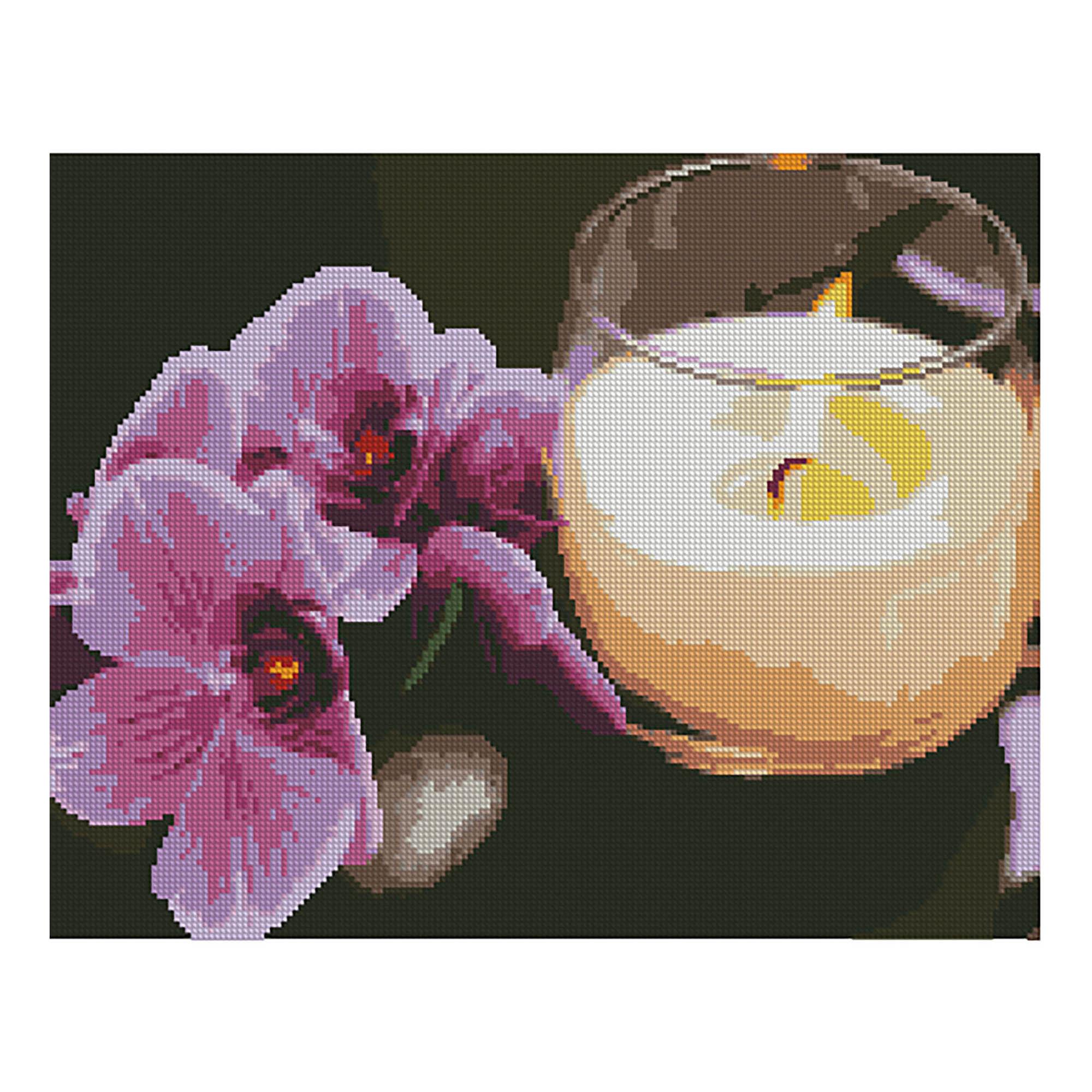 Алмазная мозаика Strateg Орхидея и свеча 40х50 см (Str-FA40794)