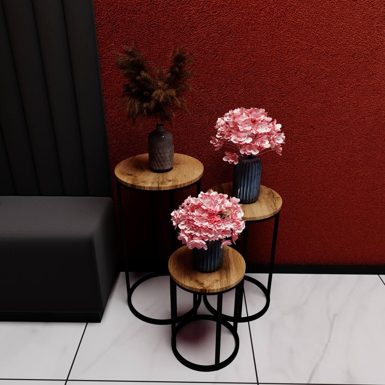 Комплект круглых столиков Zalizo MIMOSA 75x40x40 см Дуб Тахо - фото 2