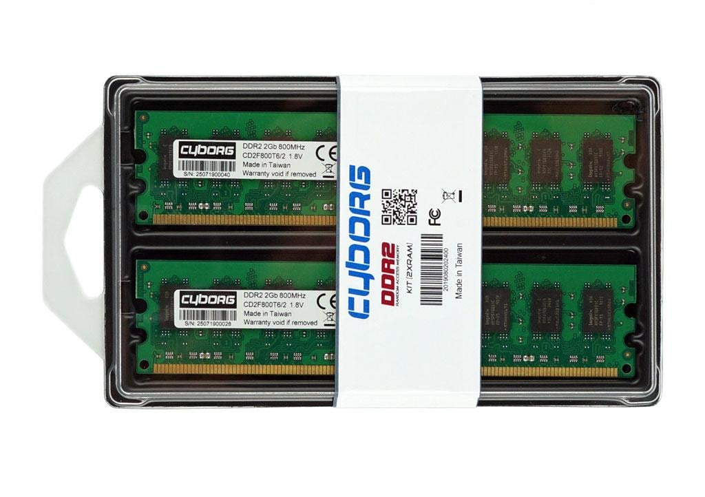 Оперативная память CYBORG DDR2 4GB 800MHz Kit 2x2GB для Intel и AMD PC2-6400 (CD2F800T6/4)