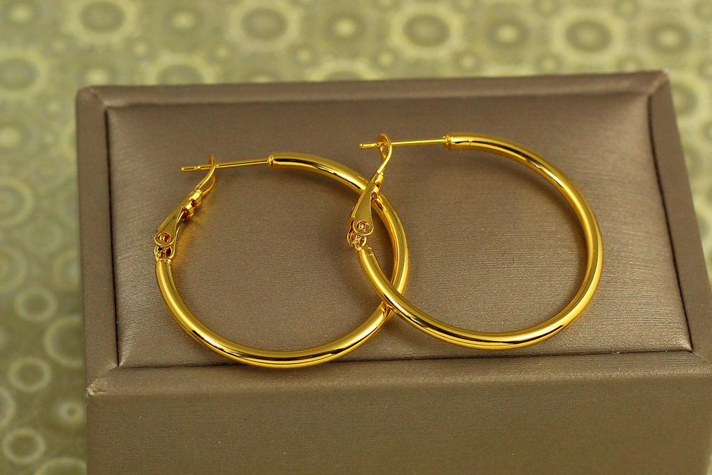 Серьги кольца Xuping Jewelry гладкие 3 см Лимонный