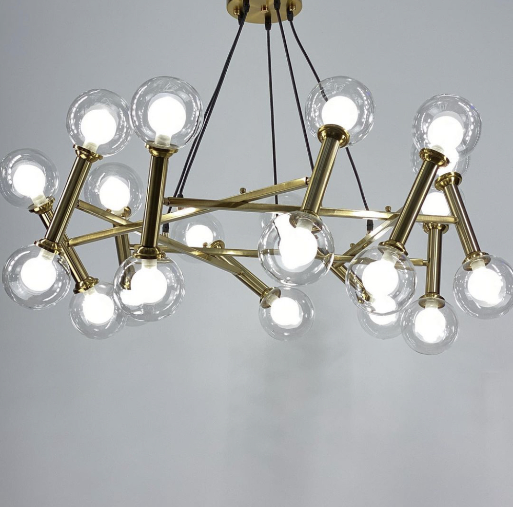 Люстра потолочная в виде кольца из белых полимерных шариков Ø 50 см Черный (993-510 BK D120)