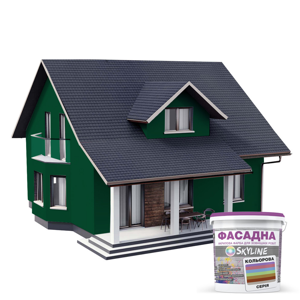 Краска акрил-латексная фасадная Skyline 5540-G20Y (C) 3 л Изумруд (650c0cd54bc23147a0718b84) - фото 3 Краска акрил-латексная фасадная Skyline 5540-G20Y (C) 3 л Изумруд (650c0cd54bc23147a0718b84) - фото 3