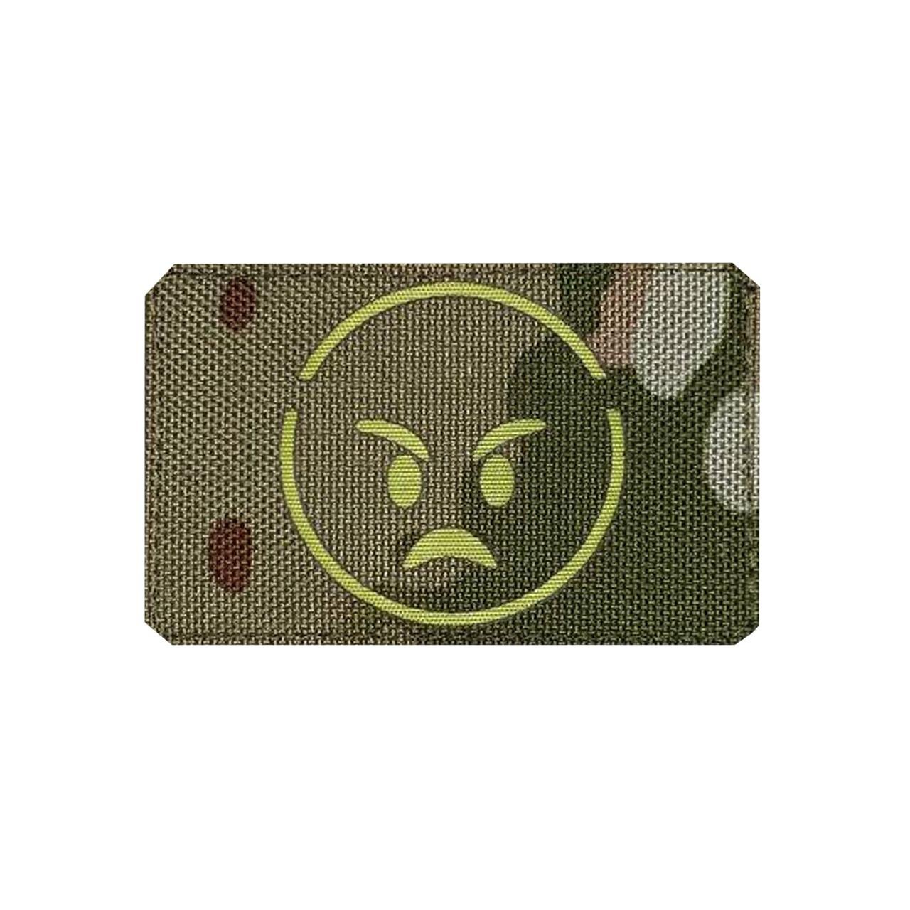 Шеврон на липучке Laser Cut Смайлик злой 5х8 см Мультикам/Желтый