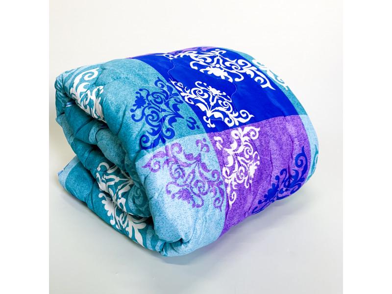 Одеяло шерстяное с полиэстером двуспальное 10195 Синий с фиолетовым (DR009647)