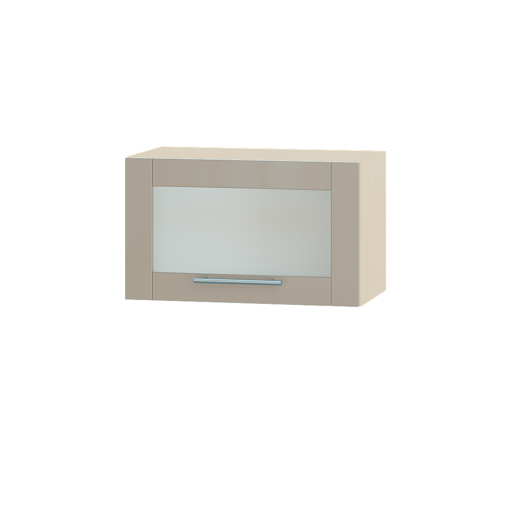 Шкаф верхний Эверест Акрил модуль Верх витрина ВВ09-600 60х30х36 см Норковый глянец/Дуб Молочный (04488)