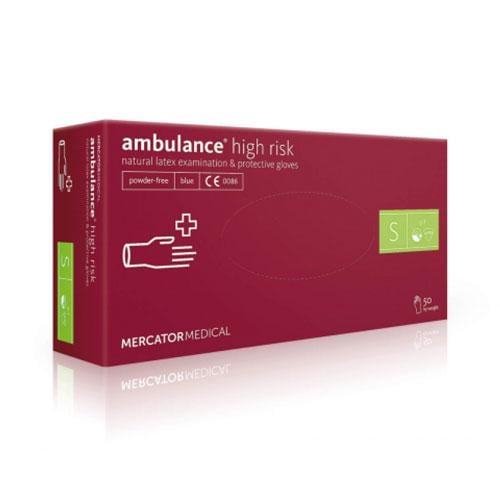 Рукавички одноразові AMBULANCE High Risk латексні S 50 шт. Синій (10178002)