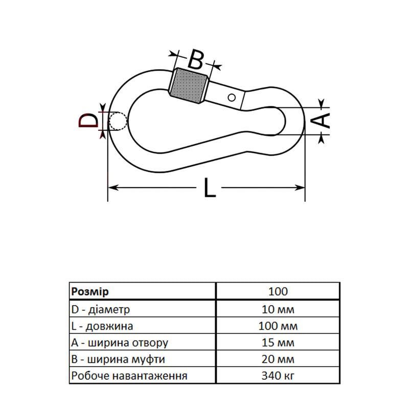 Карабин Metalvis DIN 5299 D ø 10x100 мм пожарный с муфтой цинк 5 шт. Белый (3KR20PD00003KRX0A0) - фото 2 Карабин Metalvis DIN 5299 D ø 10x100 мм пожарный с муфтой цинк 5 шт. Белый (3KR20PD00003KRX0A0) - фото 2