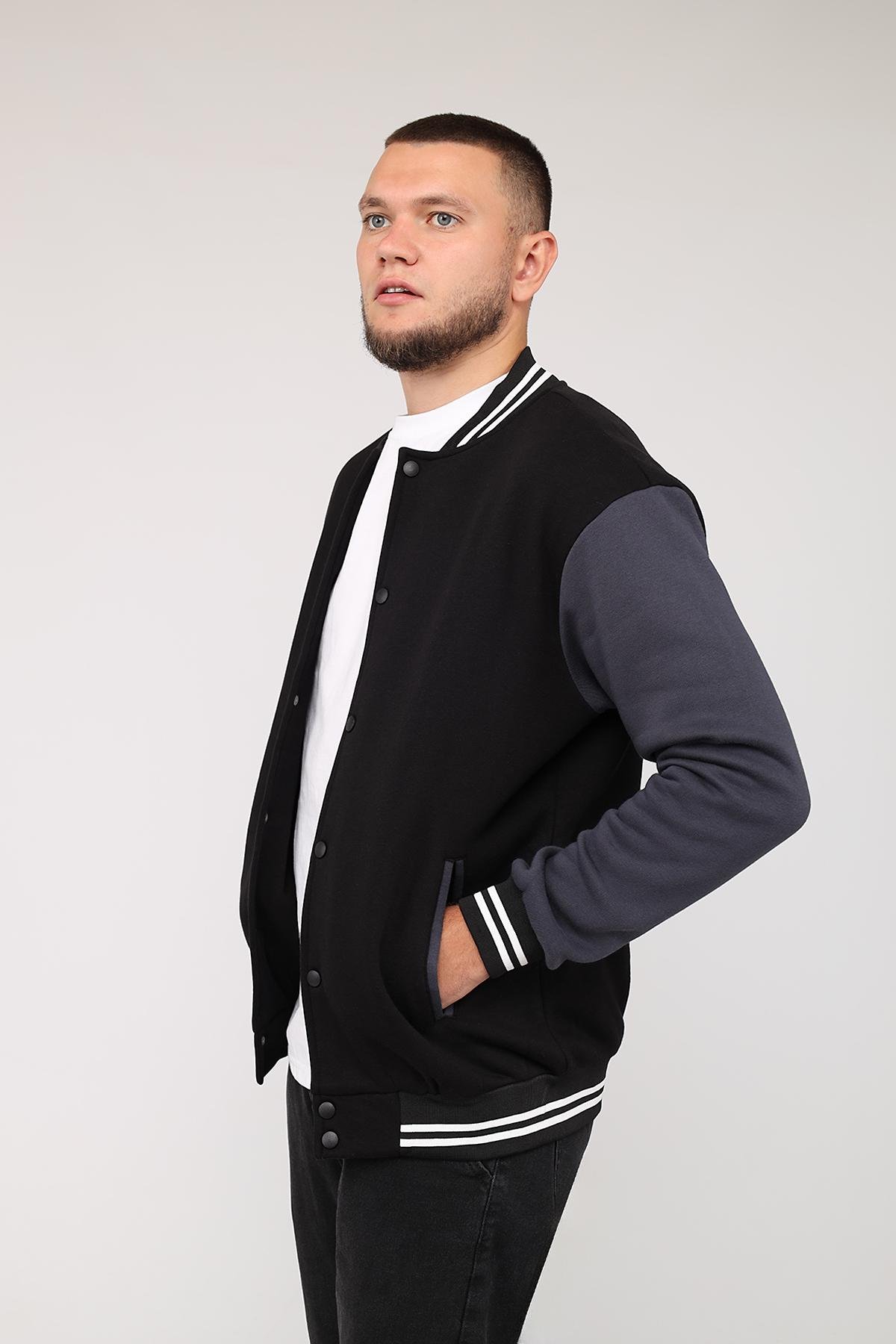 Куртка-бомбер чоловіча демісезонна ЦБ-00282591 р. 52 Чорний (29079998) - фото 4