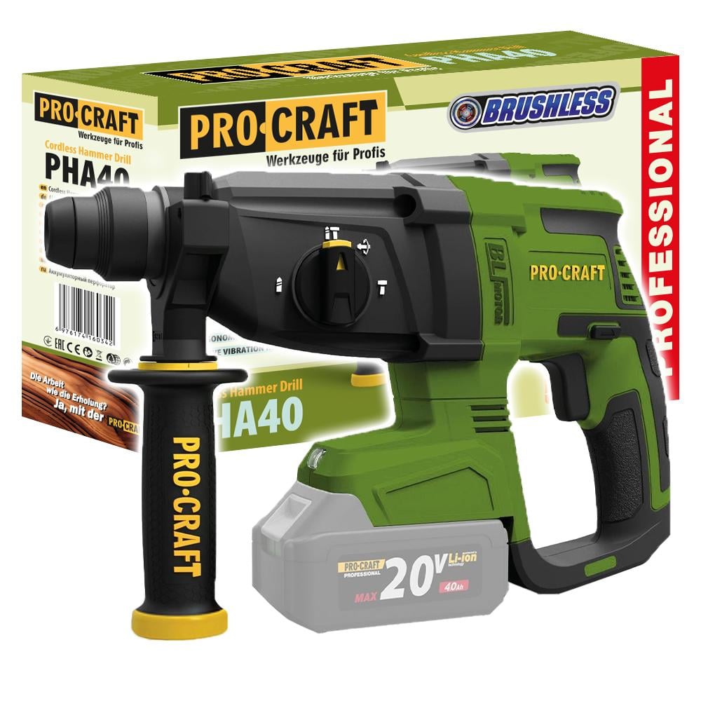 Перфоратор акумуляторний Procraft PHA40 без АКБ та ЗП (030040) - фото 2 Перфоратор акумуляторний Procraft PHA40 без АКБ та ЗП (030040) - фото 2