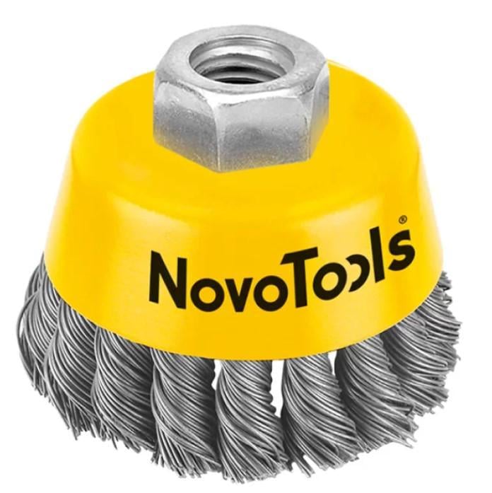Чашечная проволочная щетка NovoTools NTWB8514ST 85 мм М14 с витой проволокой (22126)