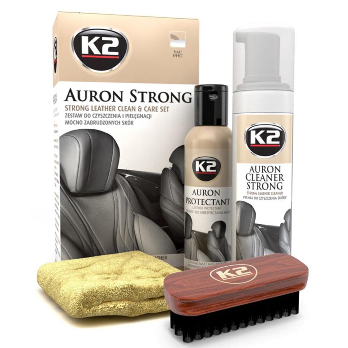 Набор по уходу за кожаной обивкой К2 Auron Strong Set со щеткой и микрофиброй
