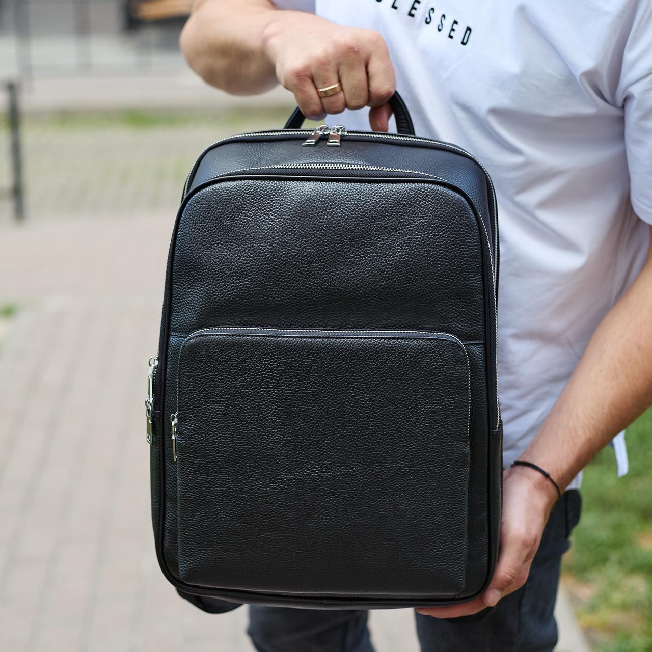 Рюкзак мужской классический из кожи 42х30х16 см Черный (TD-90996)