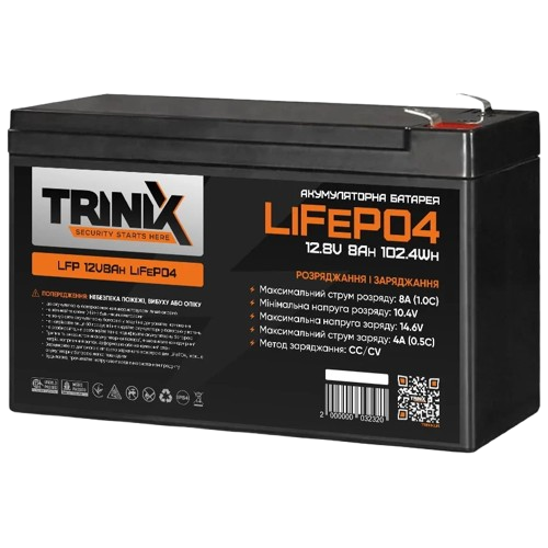 Аккумуляторная батарея TRINIX LFP 12V 8 Ah 8А 4000 циклов LiFePo4 Черный (35386279)