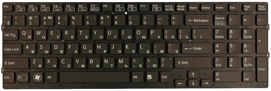 Клавіатура для ноутбука Sony Vaio VPC-F219FC/VPC-F22/VPC-F23 Black Клавіатура для ноутбука Sony Vaio VPC-F219FC/VPC-F22/VPC-F23 Black