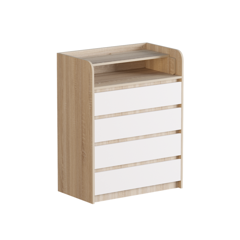 Комод с пеленатором Эверест ролики 80х45х101,4 см Дуб сонома/Белый