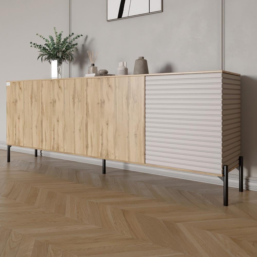 Комод у вітальню на чорних металевих ніжках Lion Грей 204x38x76,5 см Дуб Аппалачі/Кашемір (Lion-042622) - фото 1 Комод у вітальню на чорних металевих ніжках Lion Грей 204x38x76,5 см Дуб Аппалачі/Кашемір (Lion-042622) - фото 1