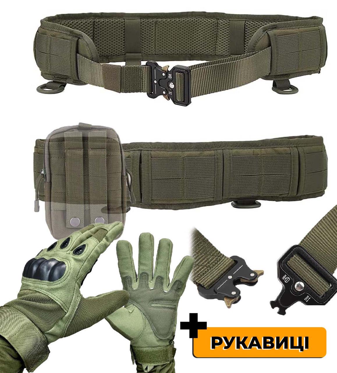 Комплект 2в1 ремень РПС разгрузочный 140 см и перчатки закрытые M Оливковый - фото 9