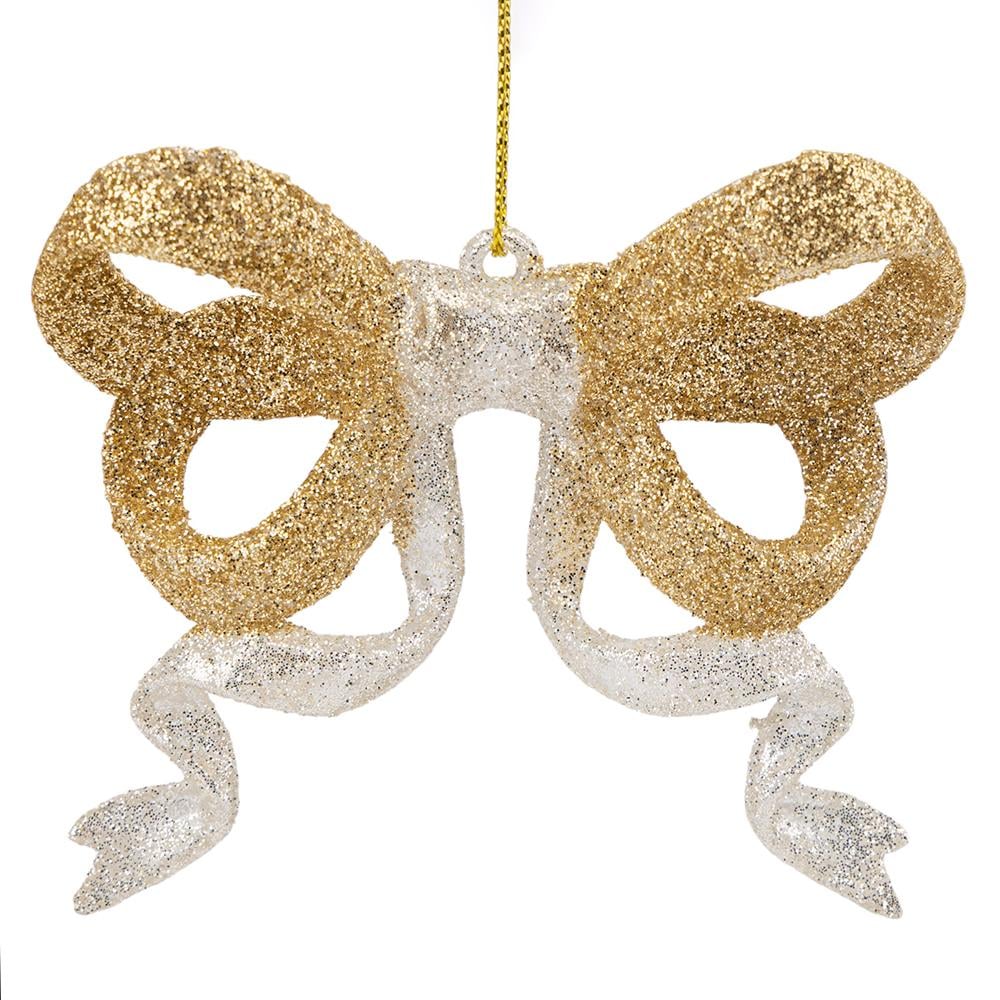 Іграшка на ялинку Elisey Блискучий бантик 7,8 см Сірий (NH-106-K-125)