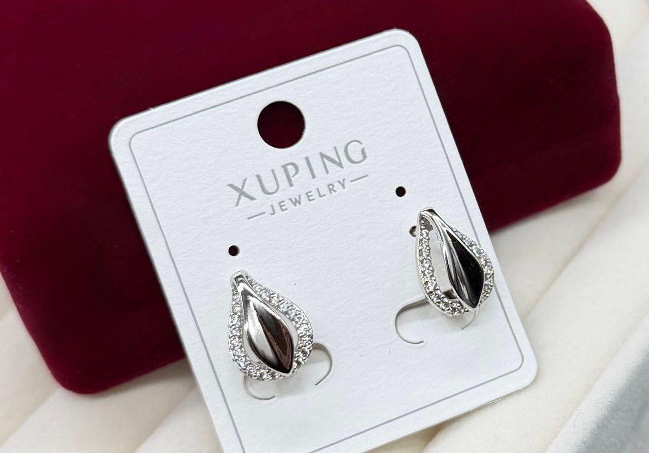 Серьги Xuping из медицинской стали капли с камешками Серебряный (2905912180)