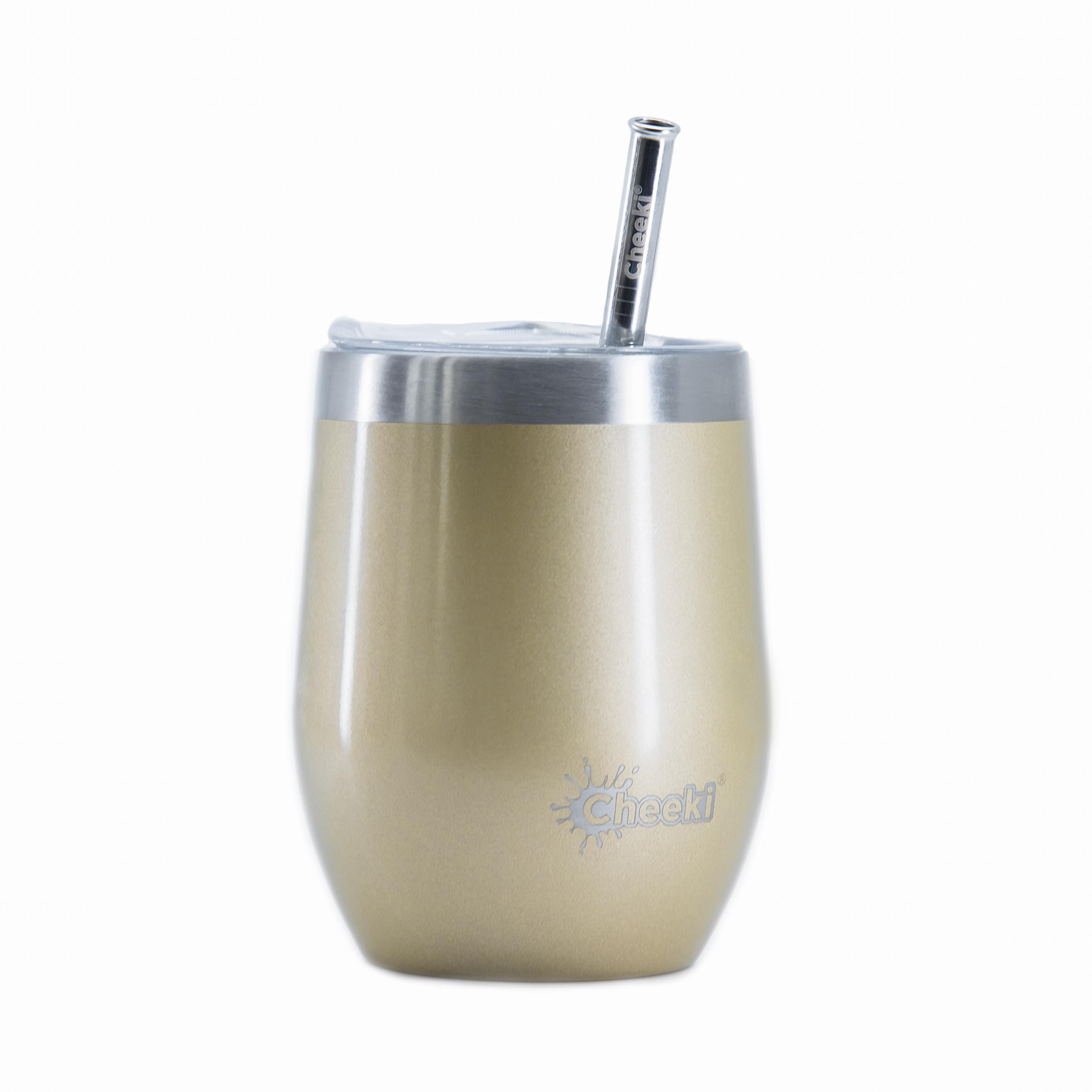 Термобокал для напитков Cheeki Insulated Wine Tumbler со стальной трубочкой 320 мл Soft Gold (WTB320SG2)
