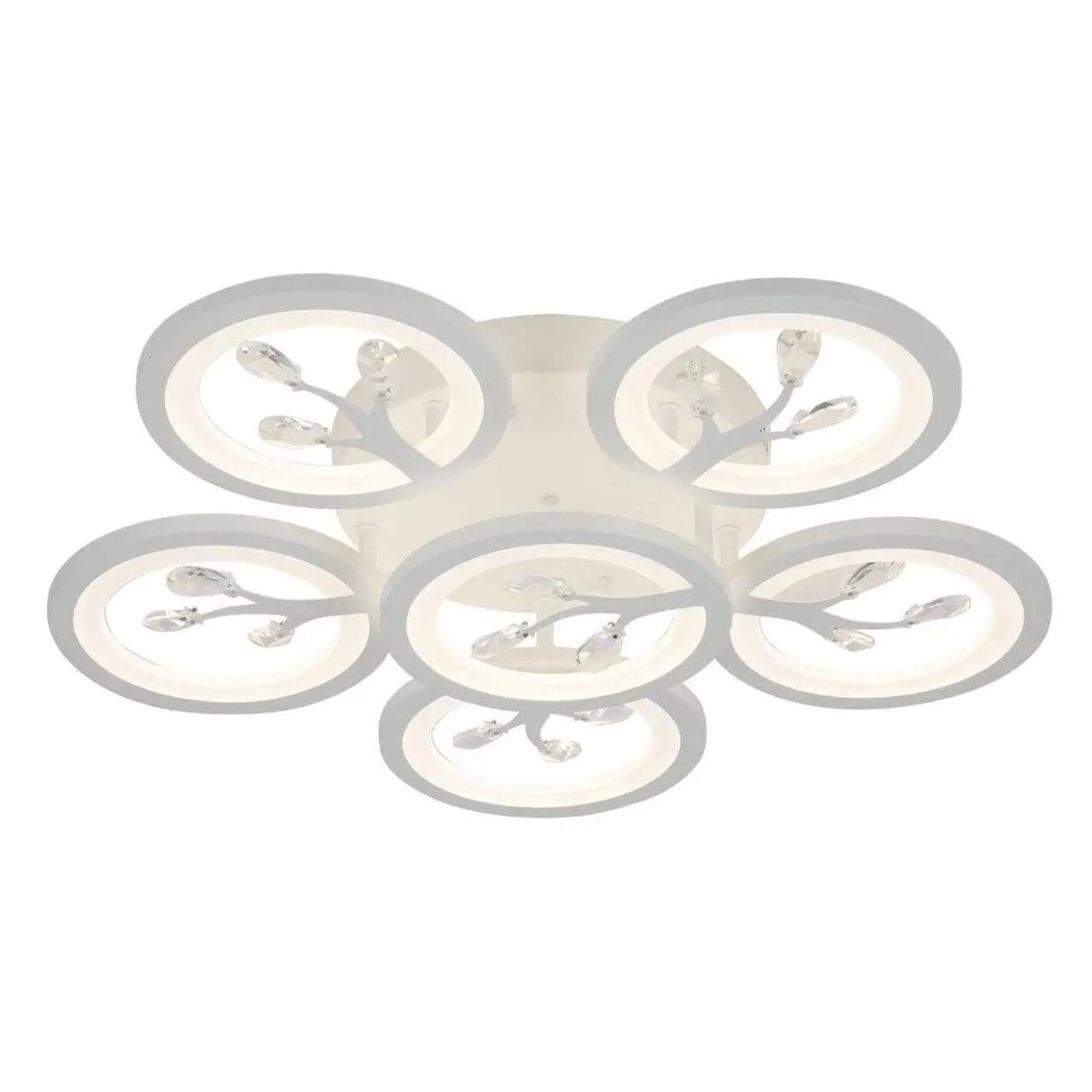 Люстра светодиодная Valeso с круглыми плафонами 120W 3000-6500K Белый (G 2780/5+1 WT 120W)