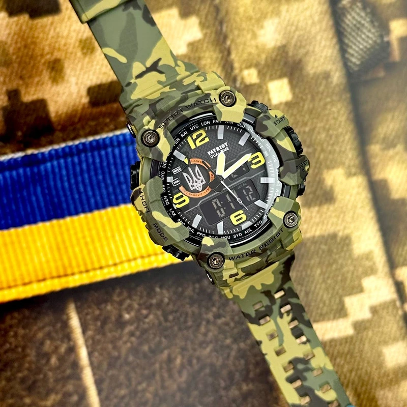 Наручные часы Patriot 002CMGRUASI Тризубец серебро с коробкой Зеленый камуфляж - фото 3 Наручные часы Patriot 002CMGRUASI Тризубец серебро с коробкой Зеленый камуфляж - фото 3