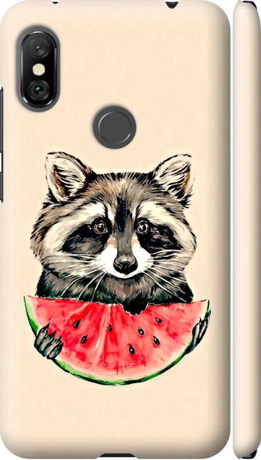 Чехол на Xiaomi Redmi Note 6 Pro Енотик с арбузом (4605m-1551-42517)