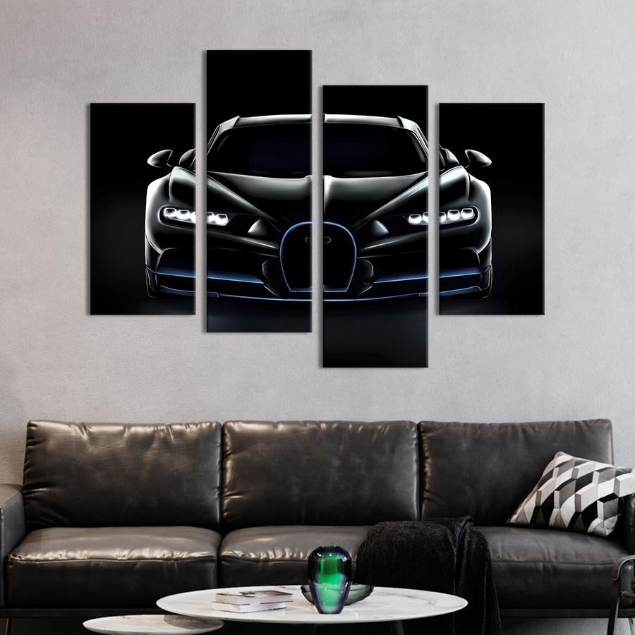 Картина на холсте Премиум-авто Bugatti Chiron в чёрном цвете 149x106 см (1305-42)