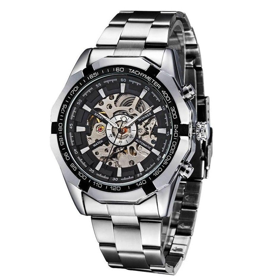 Часы Winner Timi Skeleton мужские механические с автоподзаводом водонепроницаемые Silver