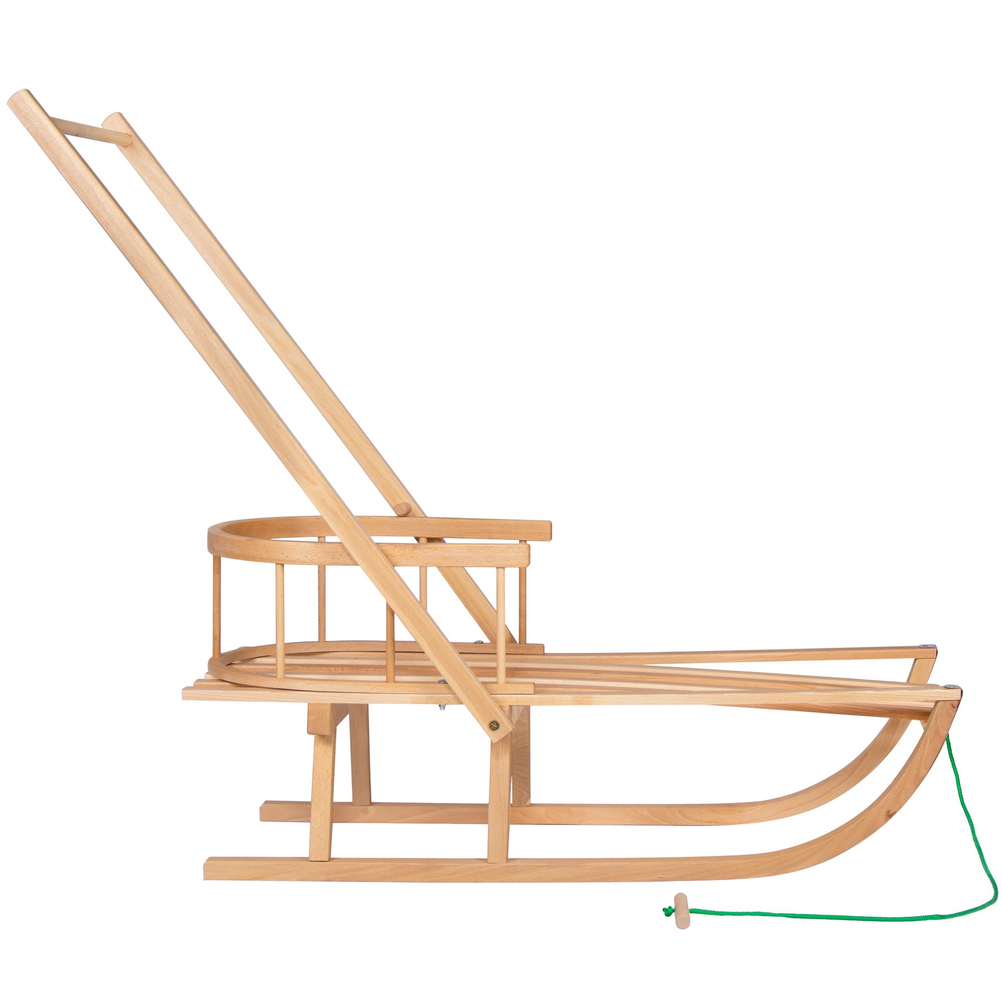 Санки со спинкой Springos с ручкой-толкателем деревянные 90 см (SAN003) - фото 5