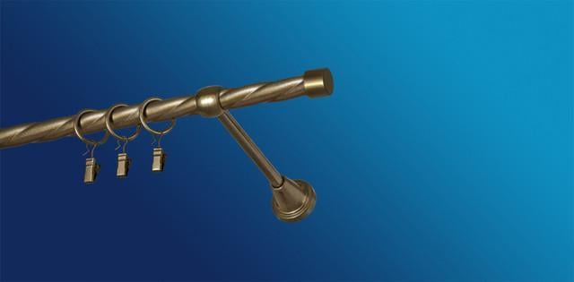 Карниз для штори Plastidea Заглушка металевий кручений одинарний з прищіпками D 16 мм 300 см Антик - фото 1