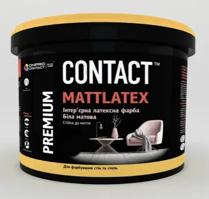 Краска интерьерная для стен и потолков Contact MATTLATEX 1,4 кг Белый В1