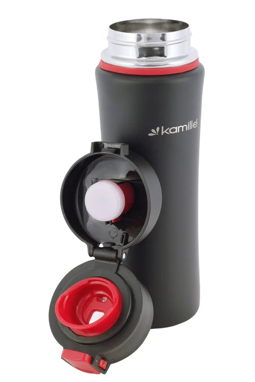 Спортивний термос-пляшка Kamille 500 мл із нержавіючої сталі Червоний (KM-2066) - фото 2