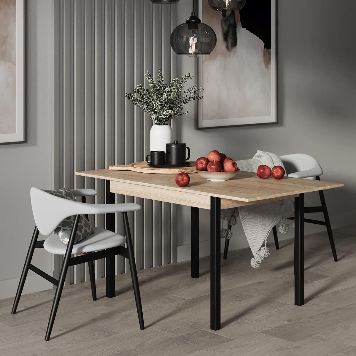 Обеденный стол-трансформер Lunch 900x765x600 мм Дуб Сонома/Черные ножки (GATB19130000030) - фото 3 Обеденный стол-трансформер Lunch 900x765x600 мм Дуб Сонома/Черные ножки (GATB19130000030) - фото 3