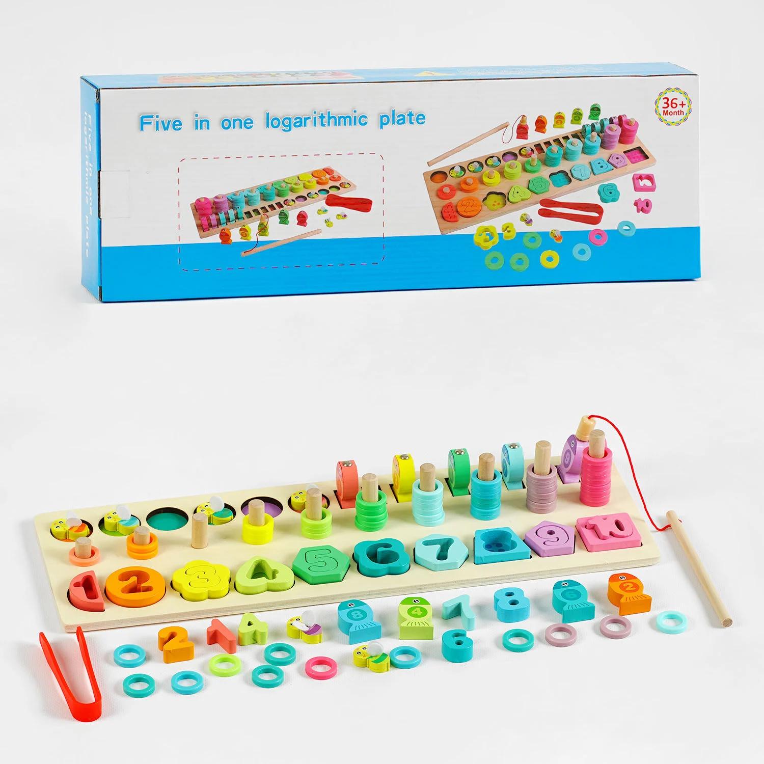 Дошка логічна дерев'яна C 61714 магнітна рибалка/математичний/геометричний сортер/сортер за кольором/пірамідки (141367)