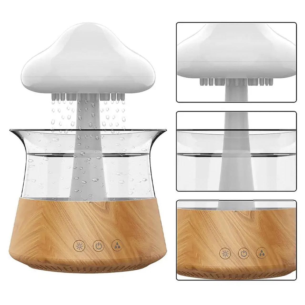 Увлажнитель воздуха Rainforest гриб с эффектом дождя с подсветкой Светлое дерево (1801248) - фото 6