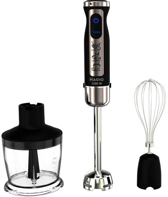 Блендер с чашей Magio MG-644 1200 Вт погружной с LED-подсветкой Черный (GR-05333)