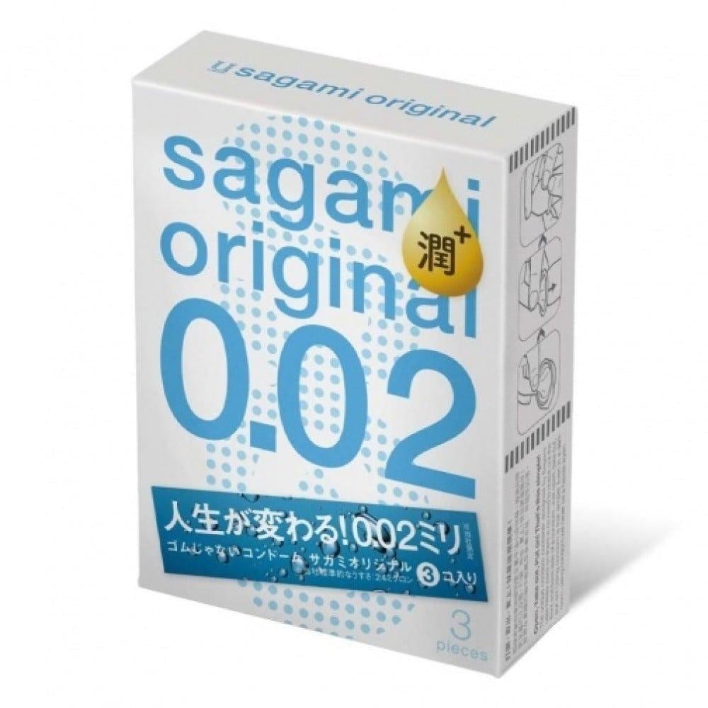 Презервативы ультратонкие полиуретановые Sagami Оригинальные 0,02 мм с добавлением смазки 3 шт. (SG100040)