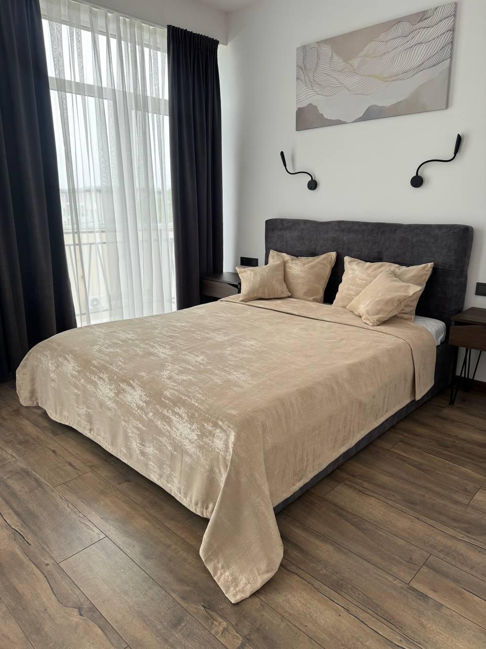 Покрывало Мрамор 240х250 см Бежевый (22000-4-240x250cm) - фото 2 Покрывало Мрамор 240х250 см Бежевый (22000-4-240x250cm) - фото 2