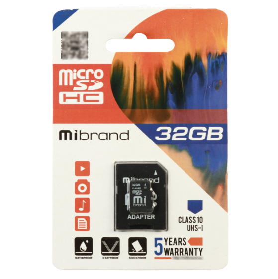 Карта памяти Mibrand HC 32 Gb CLASS 10 UHS-1 ADAPTER SD С адаптером MICDHU1 32 Gb-A (560944)