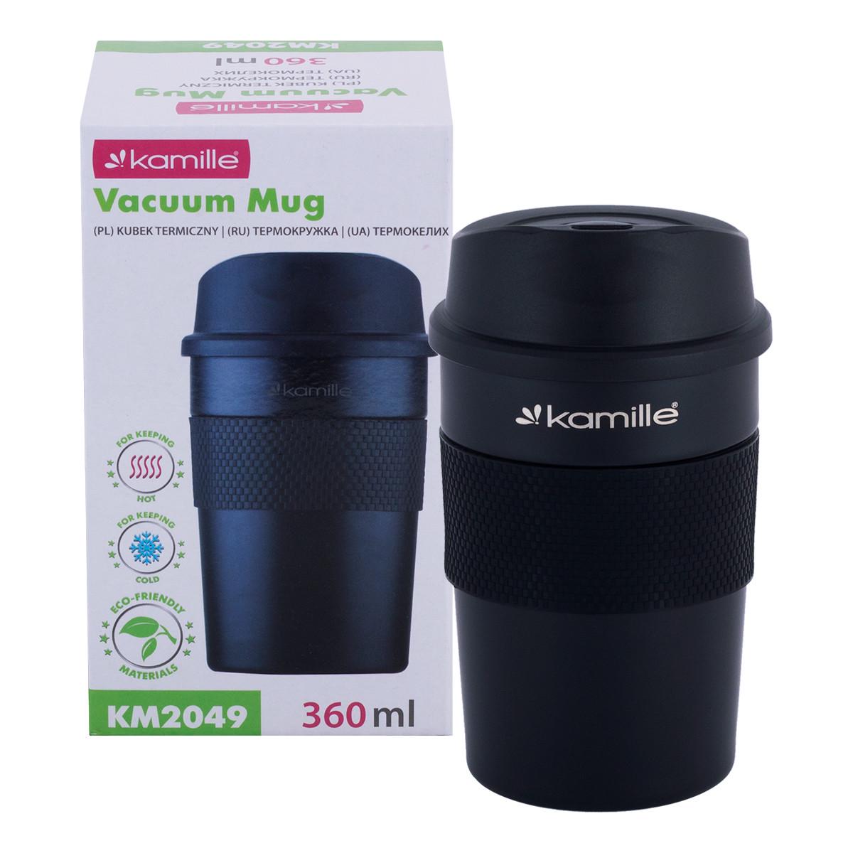 Термокружка с TPR-накладкой на корпусе Kamille KM-2049 из нержавеющей стали 360 мл Черный (150-84-2049) - фото 6 Термокружка с TPR-накладкой на корпусе Kamille KM-2049 из нержавеющей стали 360 мл Черный (150-84-2049) - фото 6