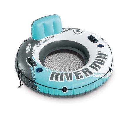 Надувное кресло-круг для отдыха на воде, с подстаканниками и тросом, 135 см. Intex бирюзовое