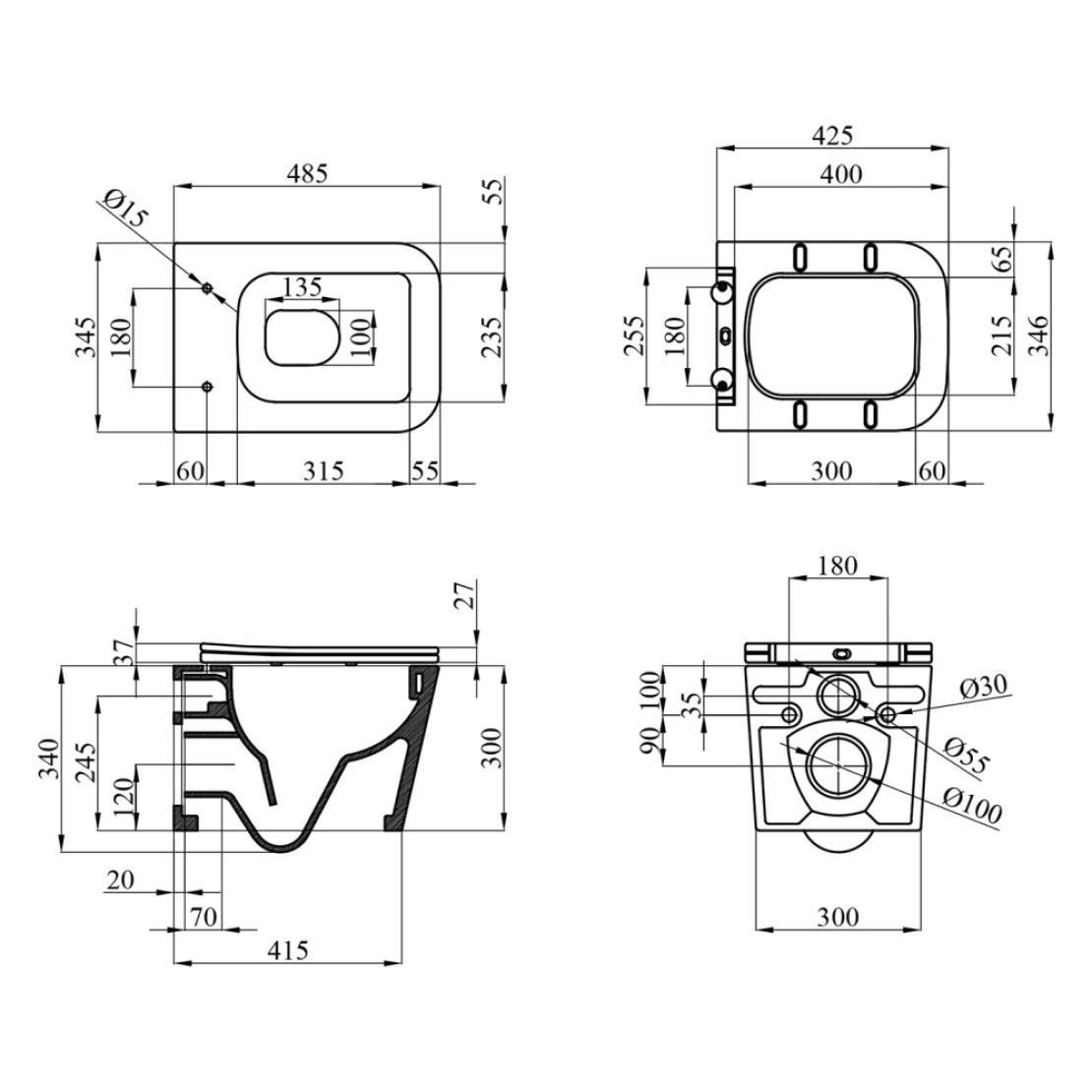 Унитаз подвесной Kroner Eifel WHI483429 Tornado безобедочный с сиденьем Slim Duroplast 300х346 мм Белый (KE483429WHIT) - фото 12 Унитаз подвесной Kroner Eifel WHI483429 Tornado безобедочный с сиденьем Slim Duroplast 300х346 мм Белый (KE483429WHIT) - фото 12