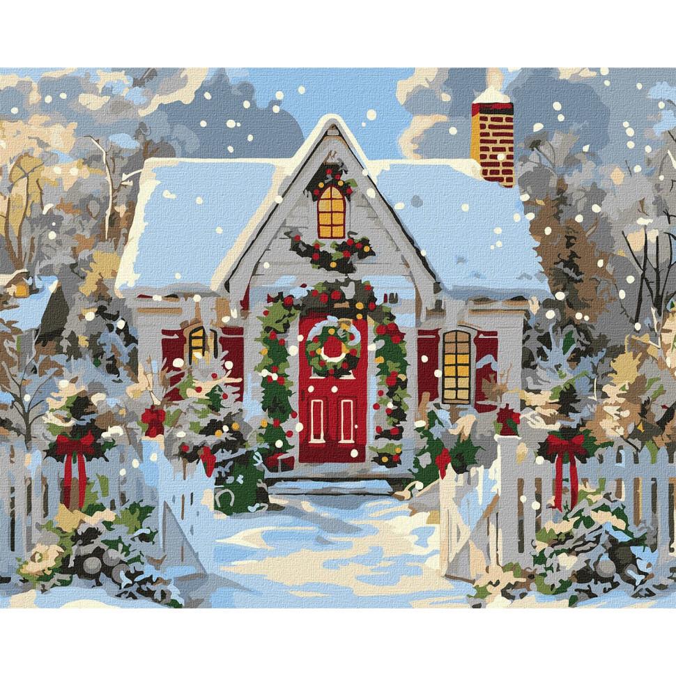 Картина по номерам Ideyka Рождественский домик 40x50 см (KHO6358)
