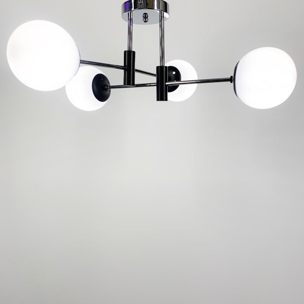 Люстра потолочная на 4 белых плафона Ø 60 см Хром (51797/4 CH+BK+WT) - фото 3 Люстра потолочная на 4 белых плафона Ø 60 см Хром (51797/4 CH+BK+WT) - фото 3