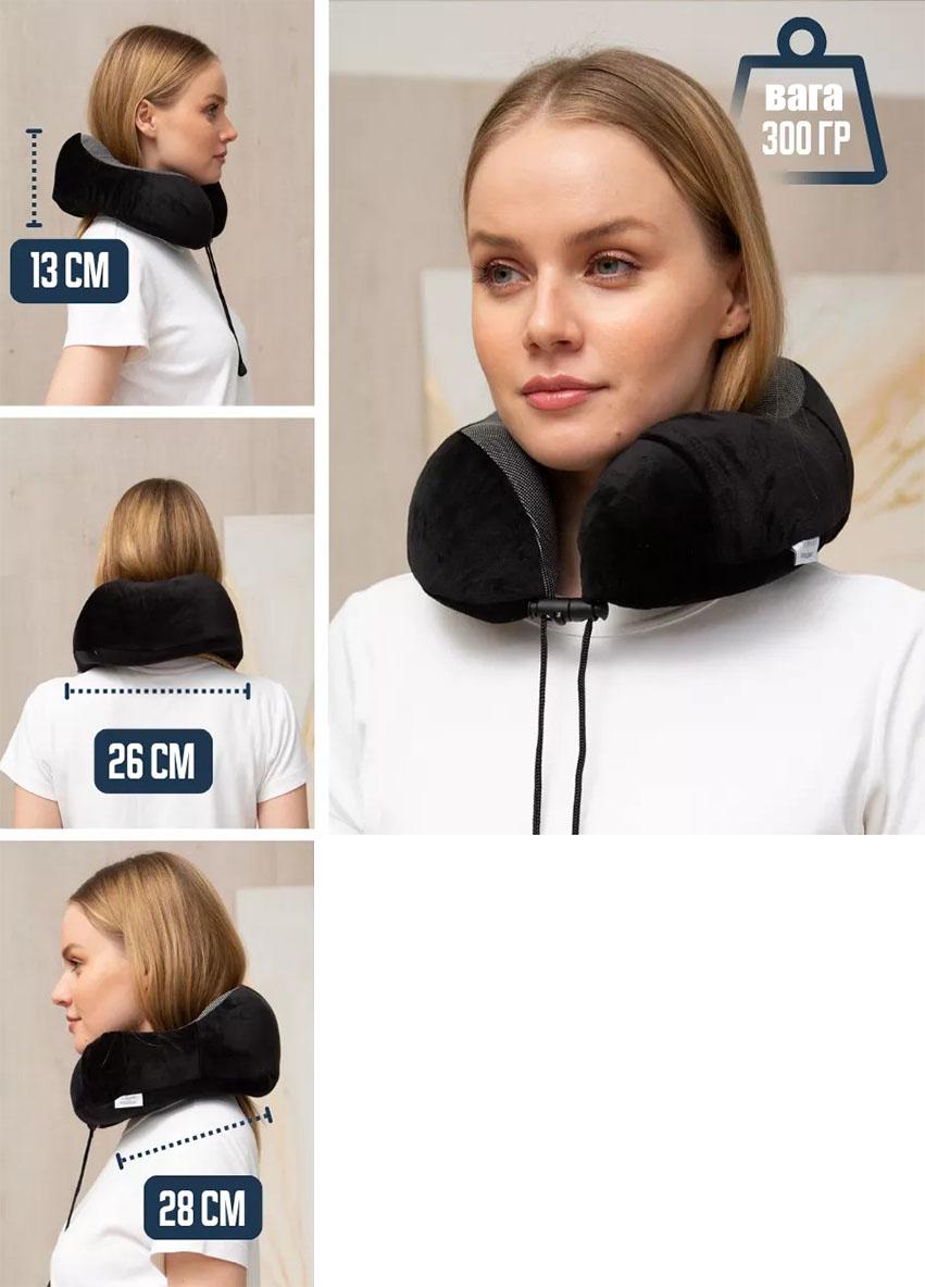 Подушка для путешествий с затяжками Good Idea и эффектом памяти 28х26 см Черный (388388SP) - фото 2